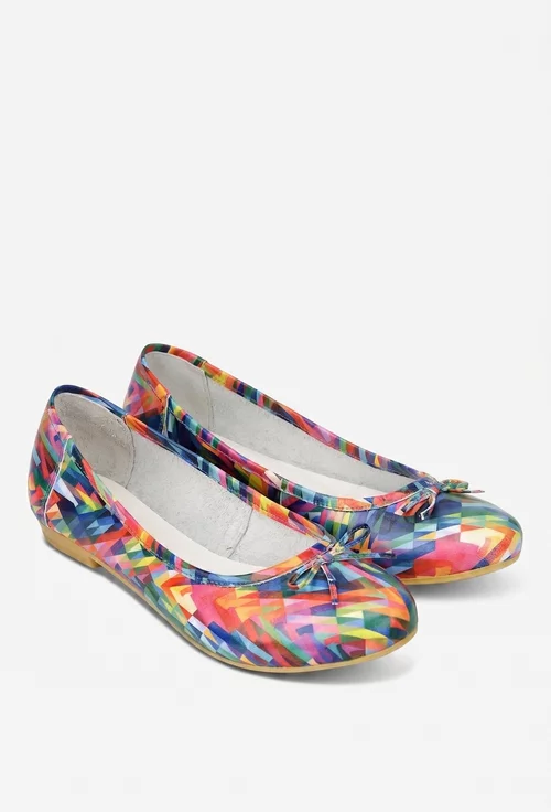 Balerini dama multicolori din piele naturala