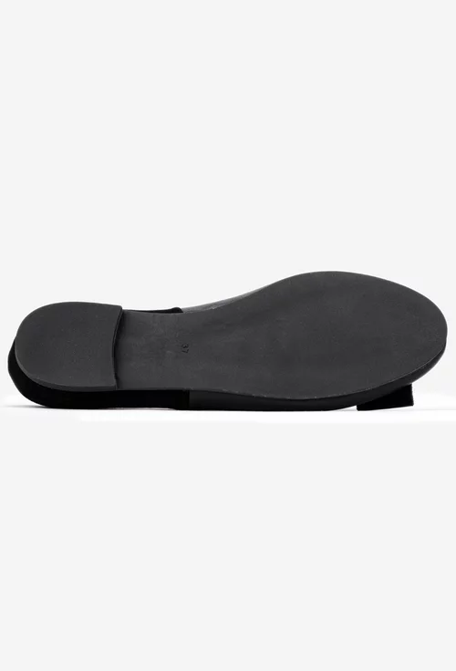 Balerini dama negri din doua tipuri de piele cu ornament funda