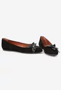 Balerini dama negri din piele intoarsa cu floare neagra