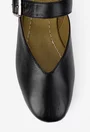 Balerini dama negri din piele naturala cu bareta