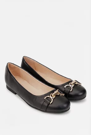 Balerini dama negri din piele naturala cu ornament