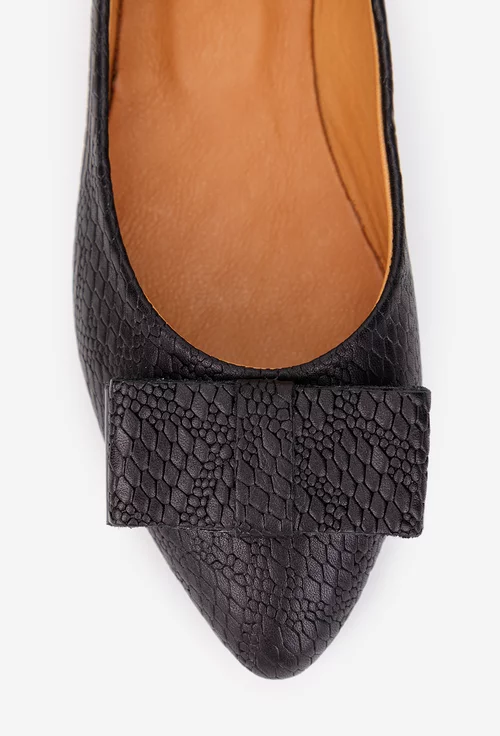 Balerini dama negri din piele naturala cu varful ascutit