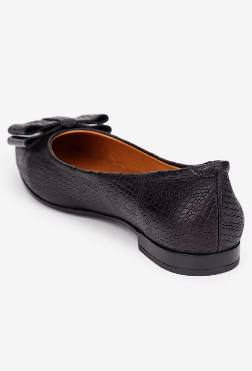 Balerini dama negri din piele naturala cu varful ascutit