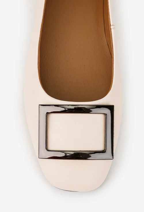 Balerini dama nude din piele naturala cu ornament picture - 7