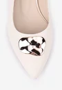Balerini dama nude din piele naturala cu ornament auriu