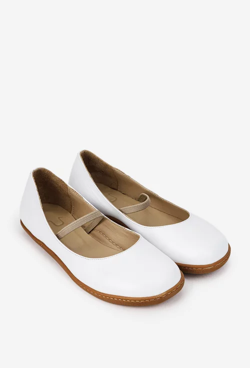 Balerini dama NUR albi din piele naturala