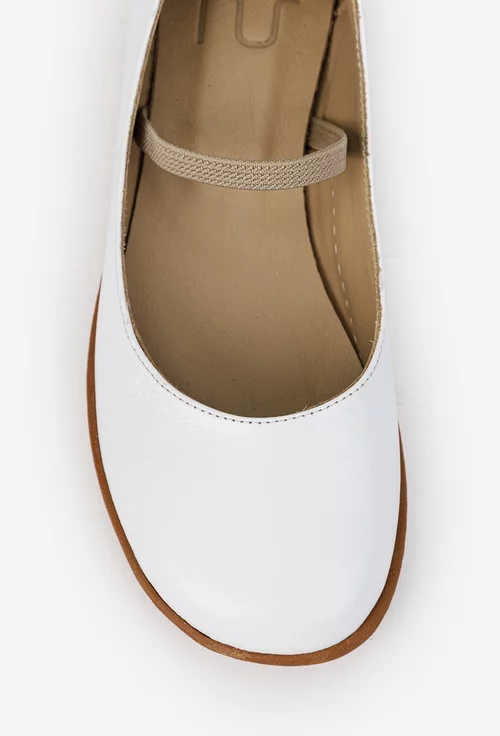 Balerini dama NUR albi din piele naturala