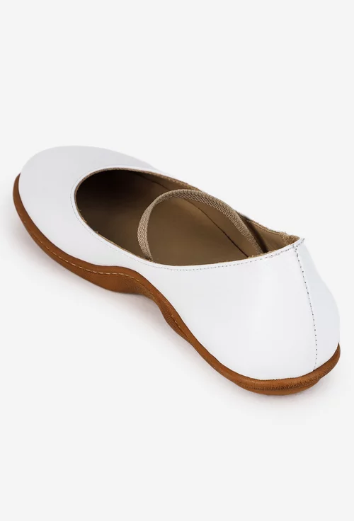 Balerini dama NUR albi din piele naturala