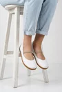 Balerini dama NUR albi din piele naturala