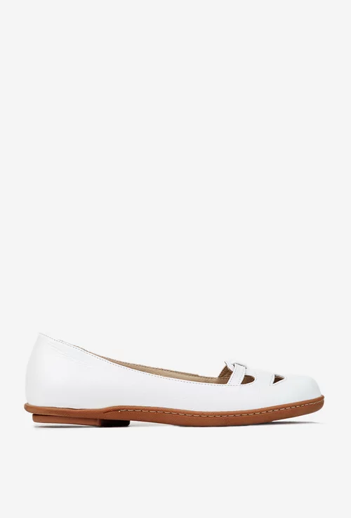 Balerini dama NUR albi din piele naturala cu decupaje