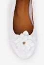 Balerini dama NUR albi din piele naturala cu floare