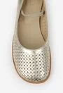 Balerini dama NUR aurii din piele naturala cu perforatii