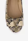 Balerini dama NUR bej din piele cu imprimeu si funda