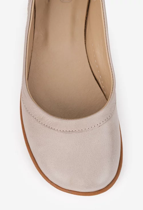 Balerini dama NUR bej din piele naturala cu decupaj