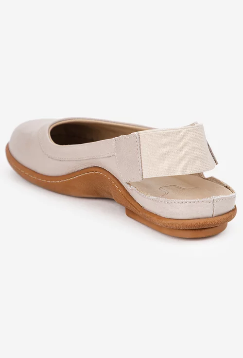 Balerini dama NUR bej din piele naturala cu decupaj