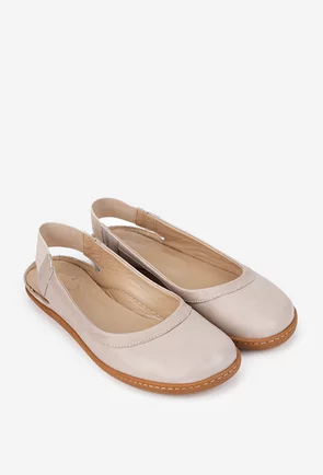 Balerini dama NUR bej din piele naturala cu decupaj