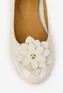 Balerini dama NUR bej din piele naturala cu floare