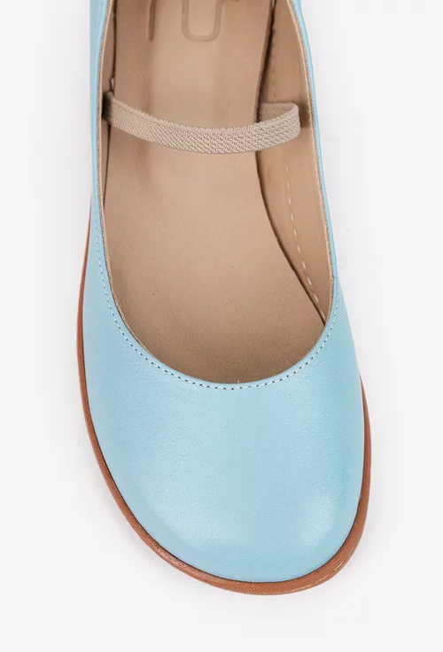 Balerini dama NUR bleu din piele naturala