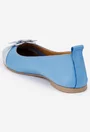Balerini dama NUR bleu din piele naturala cu floare