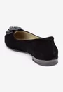 Balerini dama NUR din piele intoarsa neagra cu floare