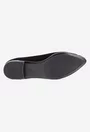 Balerini dama NUR din piele intoarsa neagra cu floare