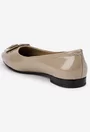 Balerini dama NUR din piele lacuita taupe cu floare