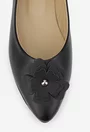 Balerini dama NUR din piele naturala neagra cu floare