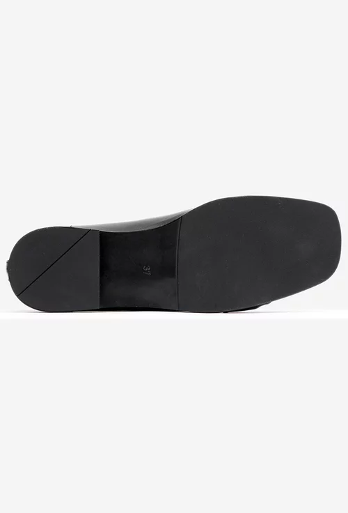 Balerini dama NUR din piele naturala neagra cu ornament