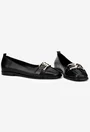 Balerini dama NUR din piele naturala neagra cu ornament