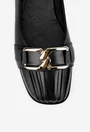Balerini dama NUR din piele naturala neagra cu ornament