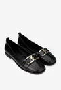 Balerini dama NUR din piele naturala neagra cu ornament
