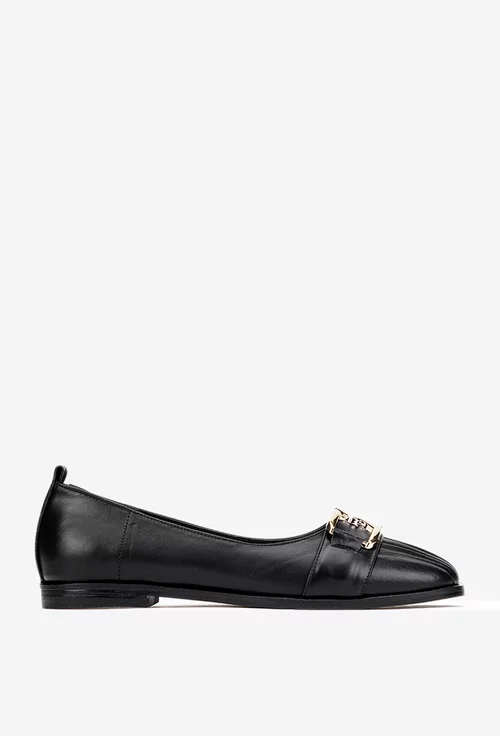 Balerini dama NUR din piele naturala neagra cu ornament