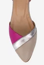 Balerini dama NUR din piele naturala roz cu detalii colorate