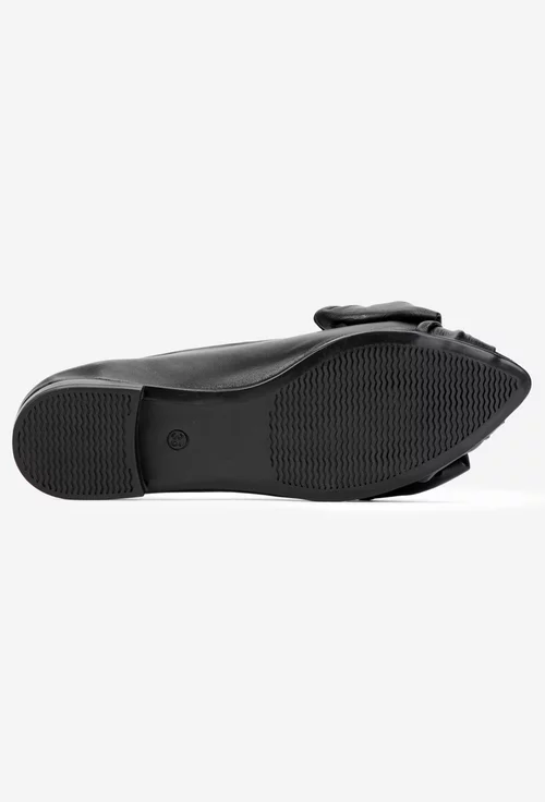 Balerini dama NUR din piele neagra cu ornament funda