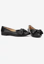 Balerini dama NUR din piele neagra cu ornament funda