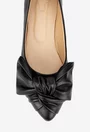 Balerini dama NUR din piele neagra cu ornament funda