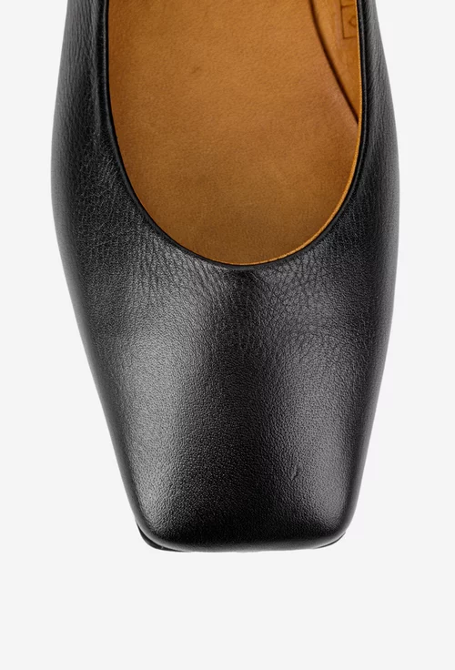 Balerini dama NUR din piele neagra cu varful patrat