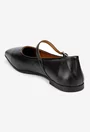 Balerini dama NUR din piele neagra cu varful patrat