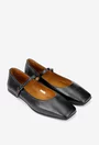 Balerini dama NUR din piele neagra cu varful patrat