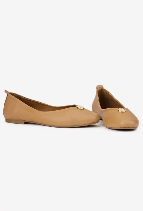 Balerini dama NUR maro din piele naturala cu ornament