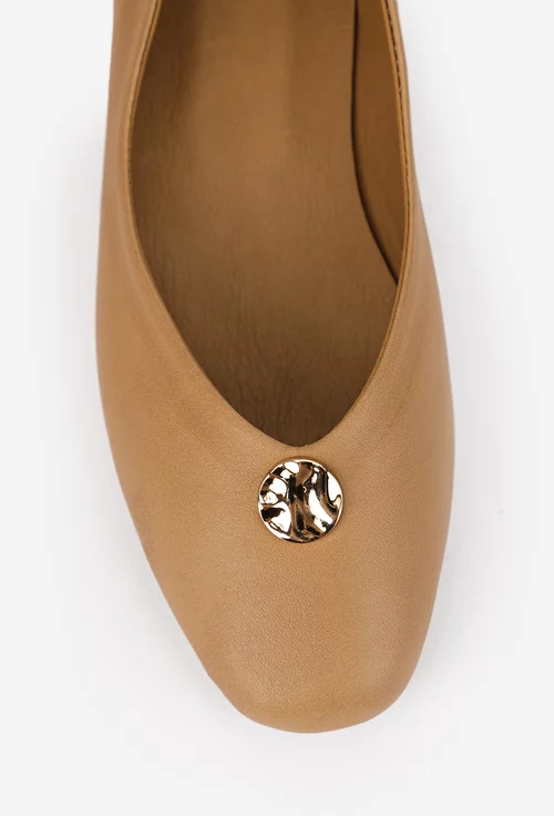 Balerini dama NUR maro din piele naturala cu ornament