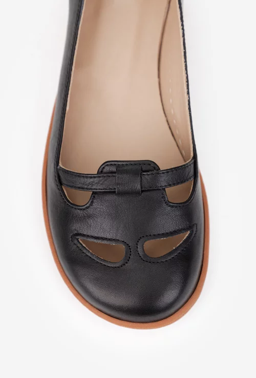 Balerini dama NUR negri din piele naturala cu decupaje