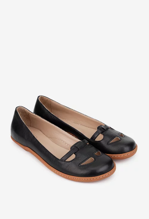 Balerini dama NUR negri din piele naturala cu decupaje