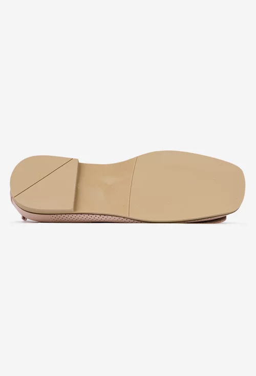 Balerini dama NUR roz pudra din piele cu perforatii si ornament