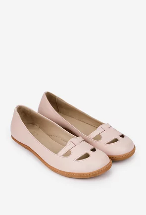 Balerini dama NUR roz pudra din piele naturala cu decupaje