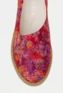 Balerini dama rosii cu detalii multicolore din piele