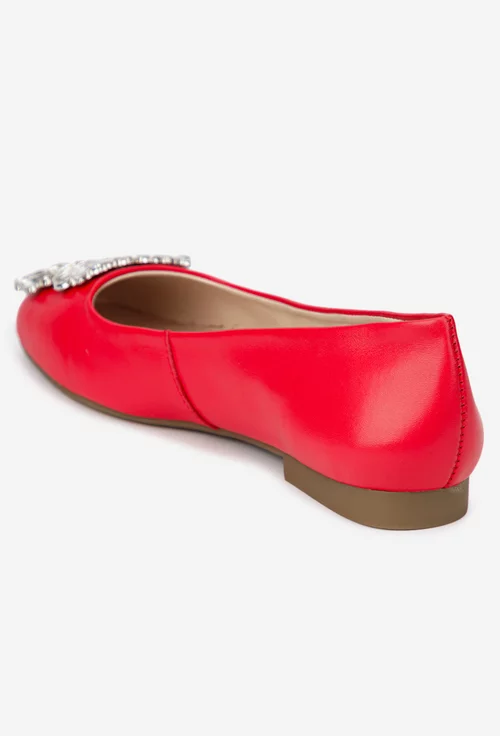 Balerini dama rosii din piele naturala cu ornament picture - 4