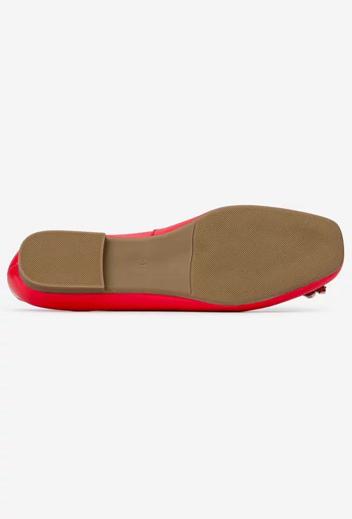 Balerini dama rosii din piele naturala cu ornament picture - 5