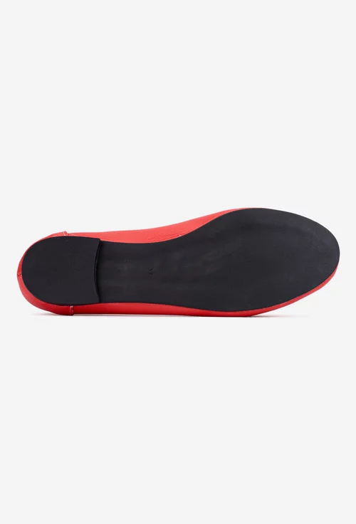Balerini dama rosii din piele texturata cu accesoriu funda