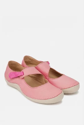 Balerini dama roz din piele naturala cu bareta